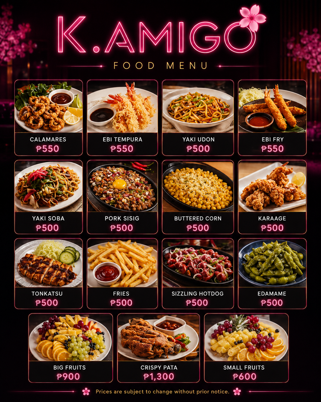 K.AMIGOのフードメニューと価格一覧