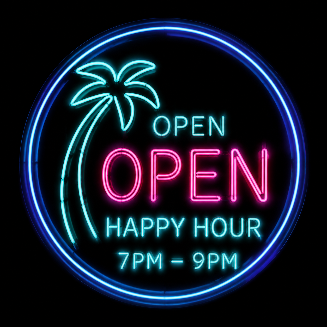 OPEN / HAPPY HOUR 7PM – 9PM